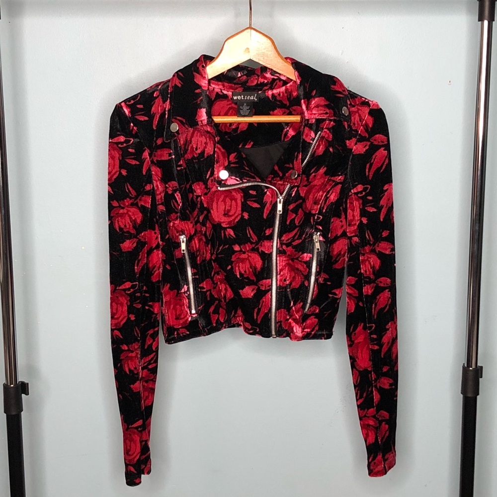 • Motorcycle Jacket • Velvet • Floral